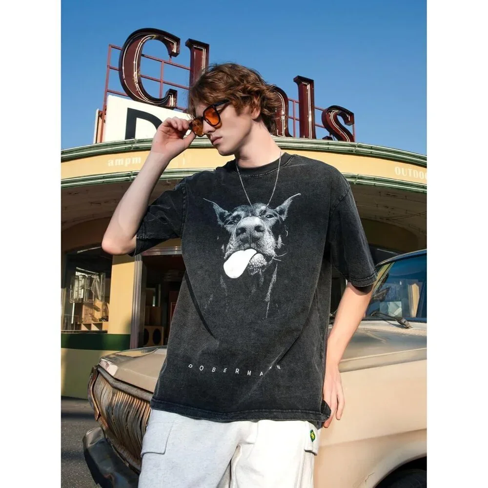 Unisex Cotton Oversized T-Shirt Short Sleeve Vintage Streetwear Casual Top